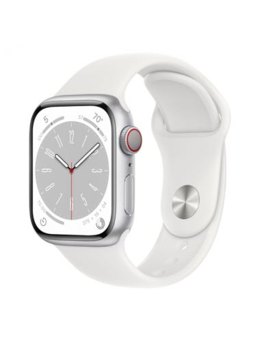 Apple Watch Series 8 41mm GPS + Cellular Silver Aluminium Case/White Sport Band - Regular